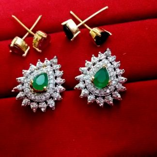 Daphne Three Shade Changeable AD Earrings for women - Emerald