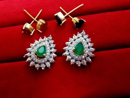 Daphne Three Shade Changeable AD Earrings for women - Emerald