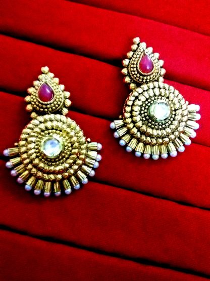 Brand New Bollywood Daphne Polki Earrings with Pearl for Women
