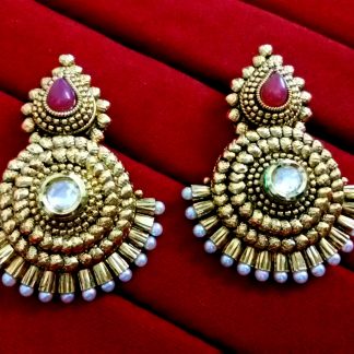 Brand New Bollywood Daphne Polki Earrings with Pearl for Women- Front Look