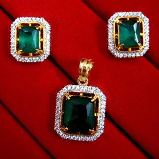 Daphne Edge Emerald Pendant and Earrings for Gift for Wife