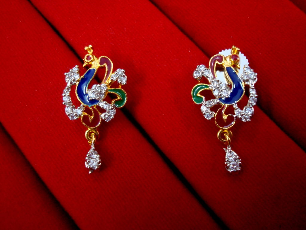 Daphne Gold Plated Peacock Design Earrings
