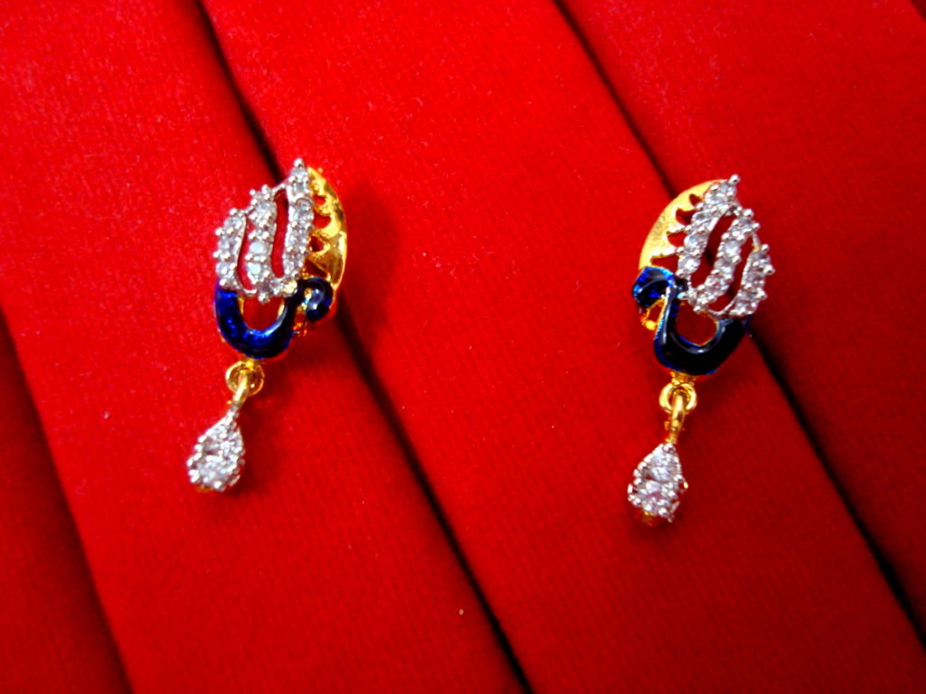 Daphne Gold Plated Peacock Meenakari Earrings