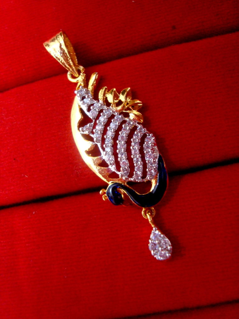 Daphne Gold Plated Peacock Meenakari Pendant