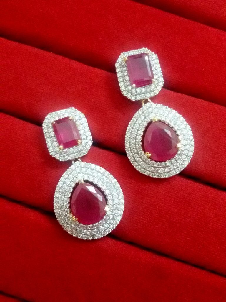 Daphne Ruby CZ Earrings for women, Best Gift for Anniversary