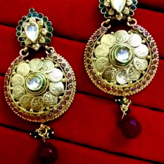 Daphne Ruby and Emerald Stone Polki Earrings, Bollywood Style Unique