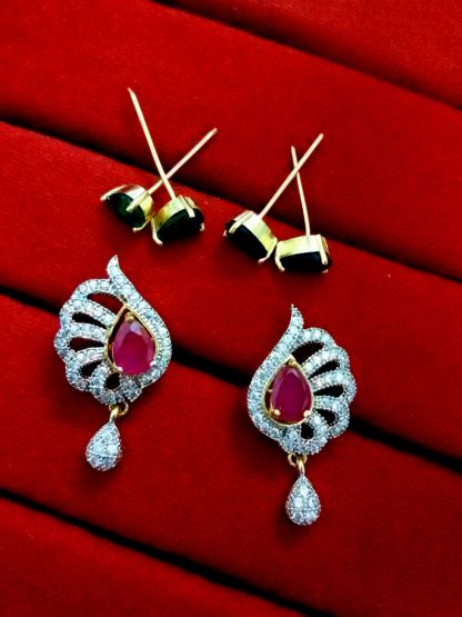 Daphne Six in One Changeable AD Earrings for Women - Ruby