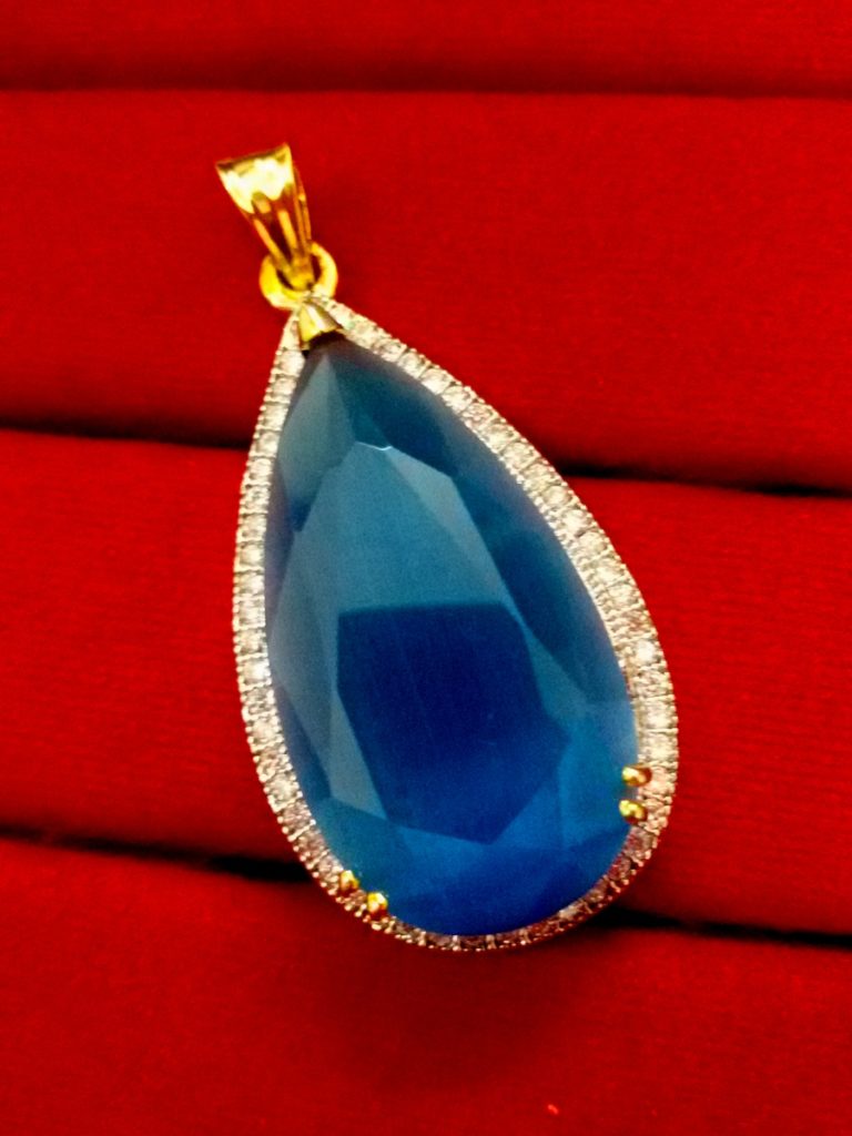 Daphne Sky Blue Studded Zircon Pendant