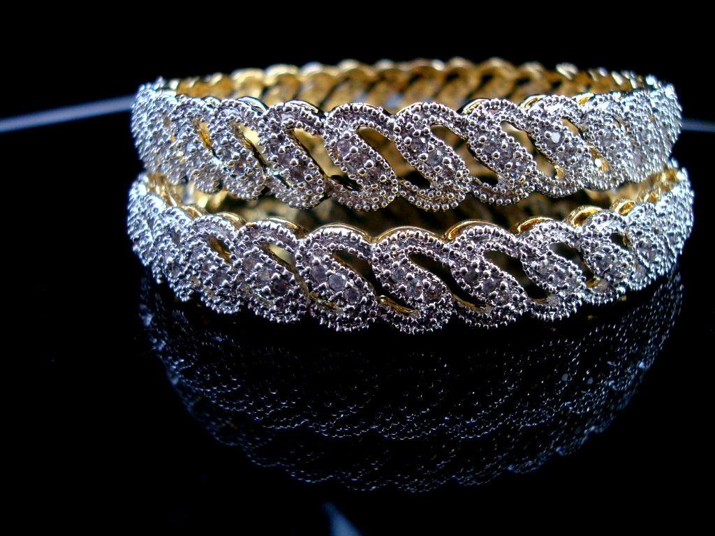 Daphne Sparkling Precious American Diamond Bangles for Anniversary Gift - Closer View