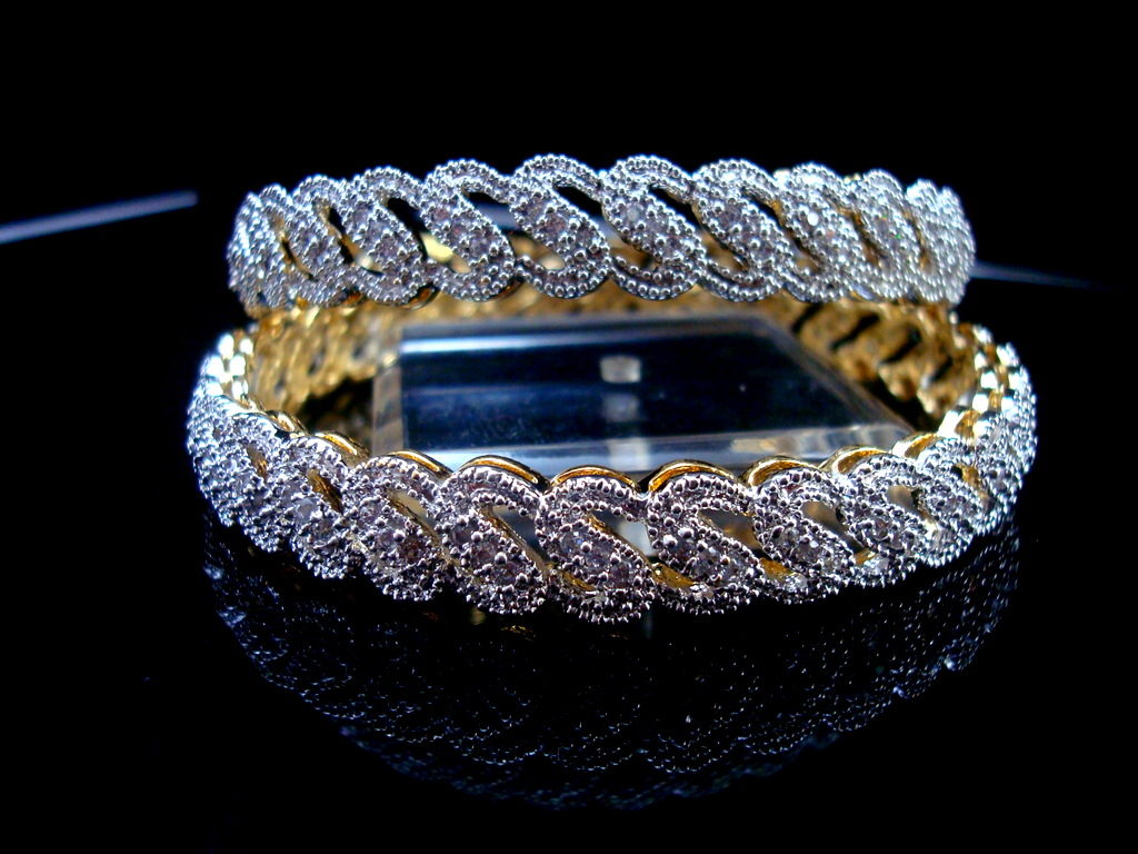 Daphne Sparkling Precious American Diamond Bangles for Anniversary Gift - Front View