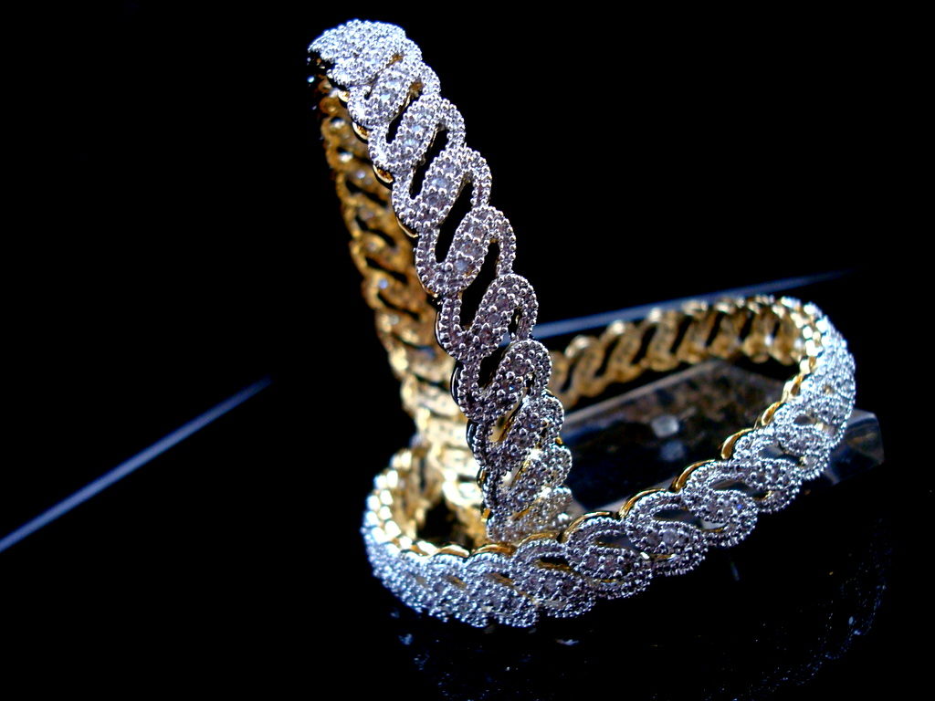 Daphne Sparkling Precious American Diamond Bangles for Anniversary Gift- Side View