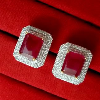 Daphne Sparkling Ruby Zircon Edge Earrings