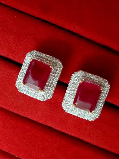 Daphne Sparkling Ruby Zircon Edge Earrings