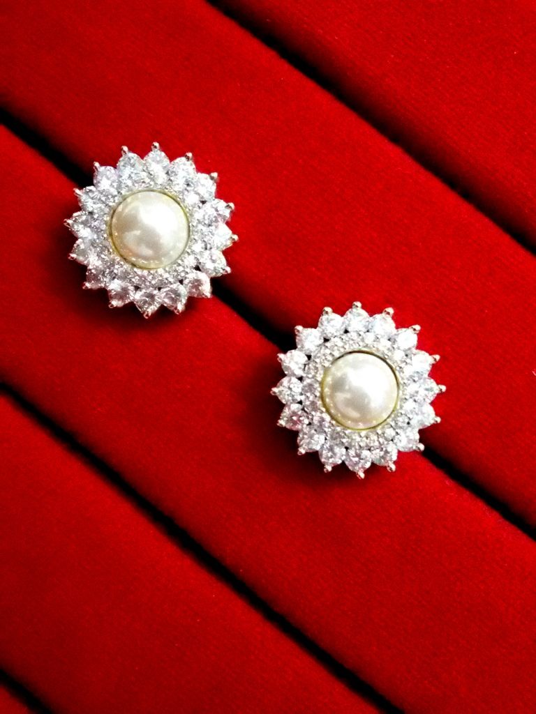 Daphne Sparkling Zircon White Pearl Tops for Women