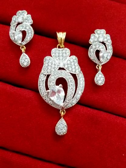 Daphne Studded Zircon Pendant and Earrings for Anniversary Gift