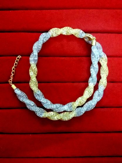 Daphne Two Tone Chain with Embedded AD stones - Chain view