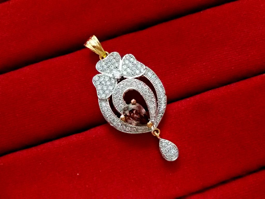 Daphne Wine Shade Studded Zircon Pendant