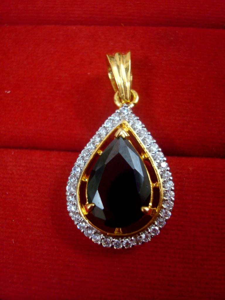Daphne Black Stone Studded Zircon Pendant