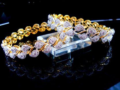 Daphne Fashionable Zircon Leaf Bangles, Party Wear - Side View