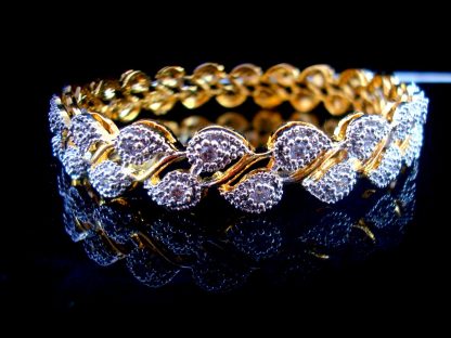 Daphne Fashionable Zircon Leaf Bangles, Party Wear - Single View