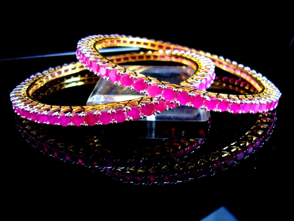 Daphne Party Wear Ruby Shade Bangles - closer View