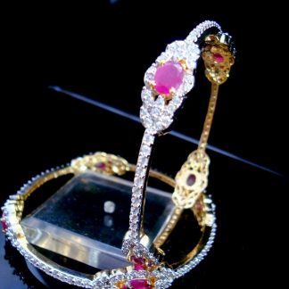 Daphne Party Wear Ruby Shade Stone Studded Bangles for Wedding Events - Front View