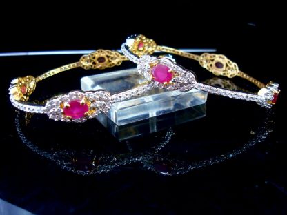 Daphne Party Wear Ruby Shade Stone Studded Bangles for Wedding Events - Side View 2