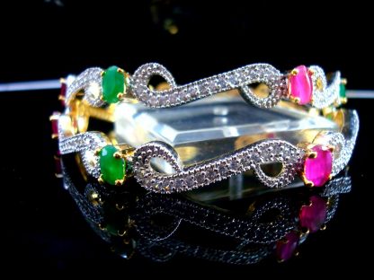 Daphne Studded Ruby Emerald Shade Bangle for Wedding Events - Closer View
