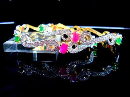 Daphne Studded Ruby Emerald Shade Bangle for Wedding Events - Impressive