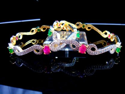 Daphne Studded Ruby Emerald Shade Bangle for Wedding Events - Side View