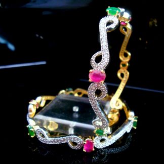 Daphne Studded Ruby Emerald Shade Bangle for Wedding Events - View