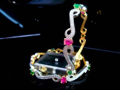 Daphne Studded Ruby Emerald Shade Bangle for Wedding Events - View