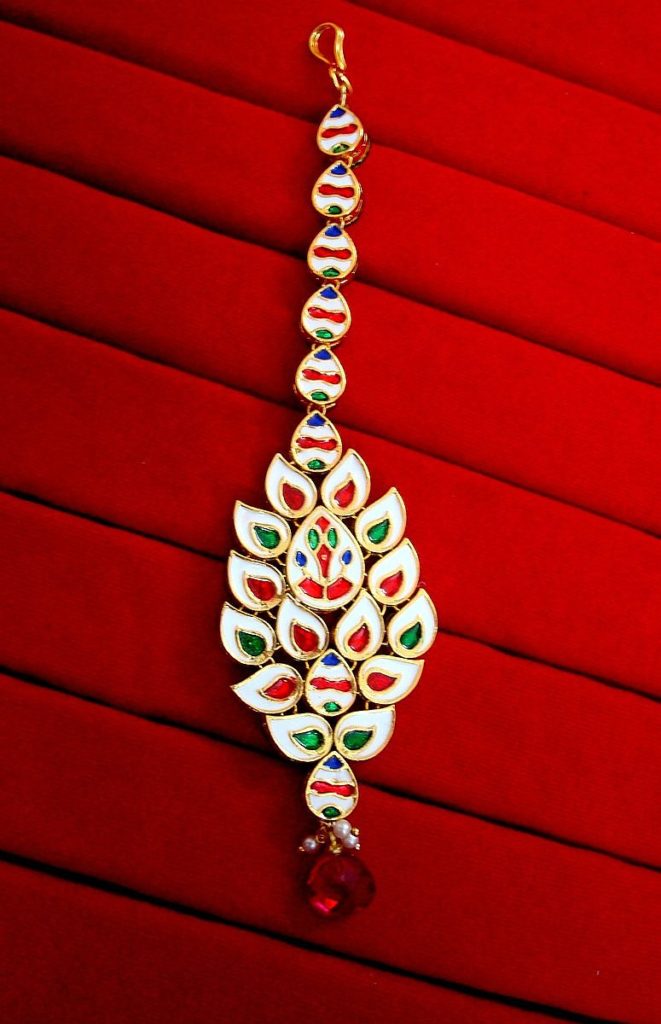 Daphne Traditional Kundan Carving Maang Tikka BACK VIEW - WEARABLE BOTH SIDE