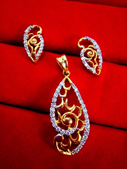 Daphne Ethnic Small Studded Zircon Pendant Earrings for Women