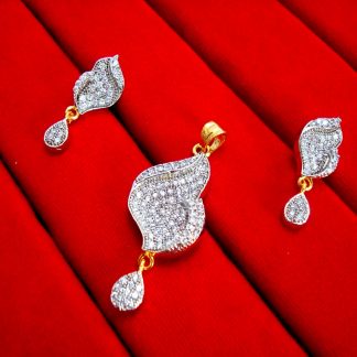 Daphne Ethnic Sparkler Studded Zircon Pendant Earrings for Women