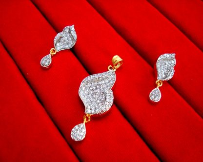 Daphne Ethnic Sparkler Studded Zircon Pendant Earrings for Women