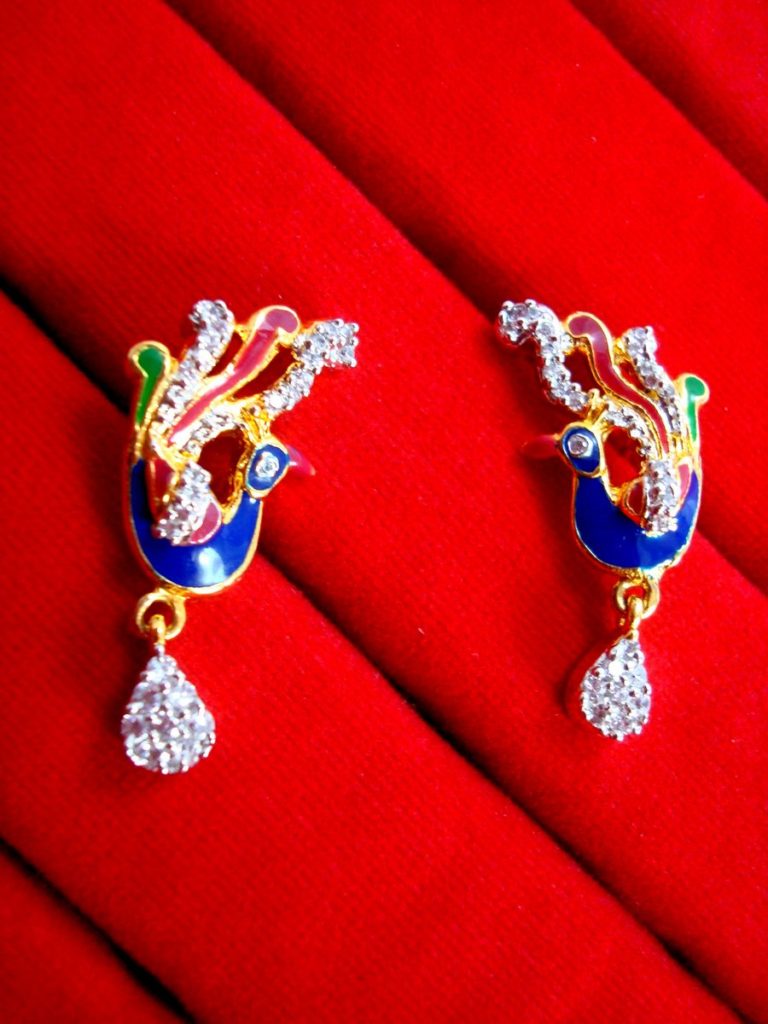 Daphne Gold Plated Peacock Meenakari Earrings for Gift