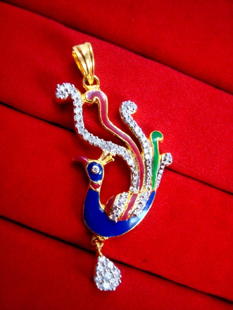 Daphne Gold Plated Peacock Meenakari Pendant for Gift