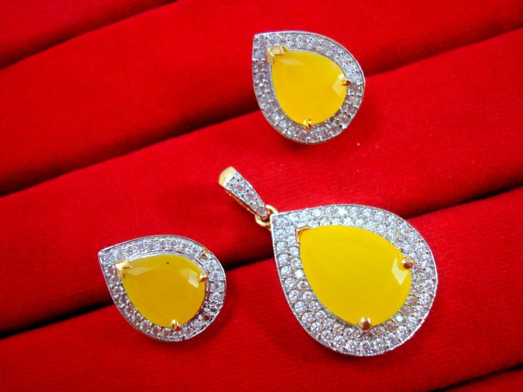 Daphne New Fashion Yellow Zircon Pendant Earrings for Anniversary Gift