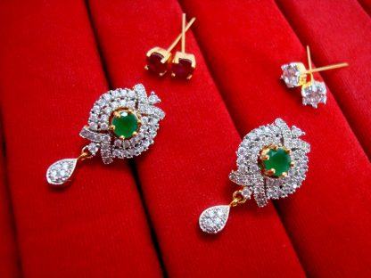 Daphne Six In One Changeable Zircon Earrings for Women - Green