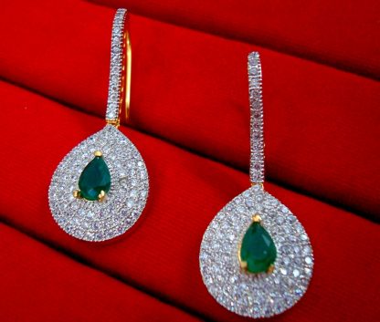 PARTY WEAR GREEN ZIRCON HANGING FOR WOMEN, BEST GIFT TO WIFE