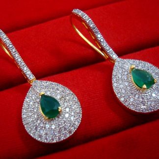 PARTY WEAR GREEN ZIRCON HANGING - SIDE VIEW