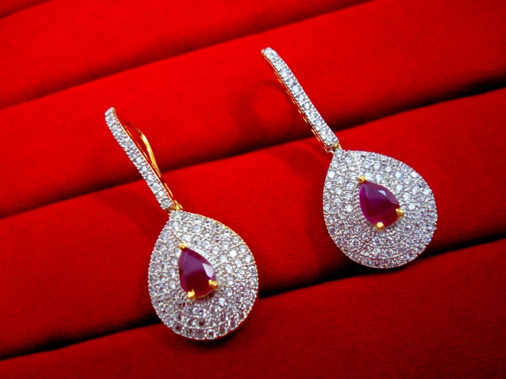 PARTY WEAR PINK ZIRCON HANGING FOR WOMEN, BEST GIFT TO WIFE