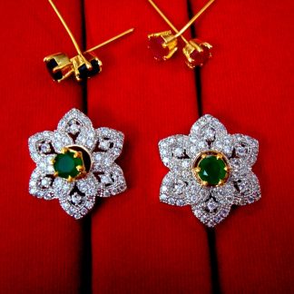 Six in One Changeable Zircon Earrings with Green Crystal