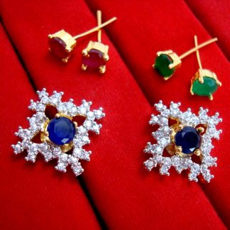 Super Saver 6in1 Studded Zircon Earrings for Women - Blue