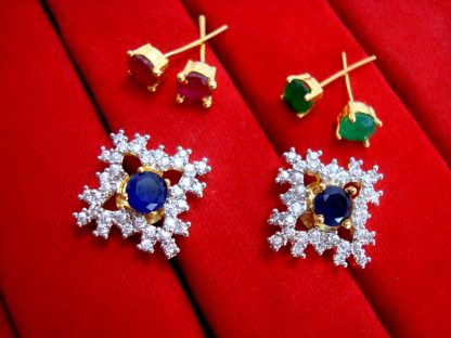 Super Saver 6in1 Studded Zircon Earrings for Women - Blue