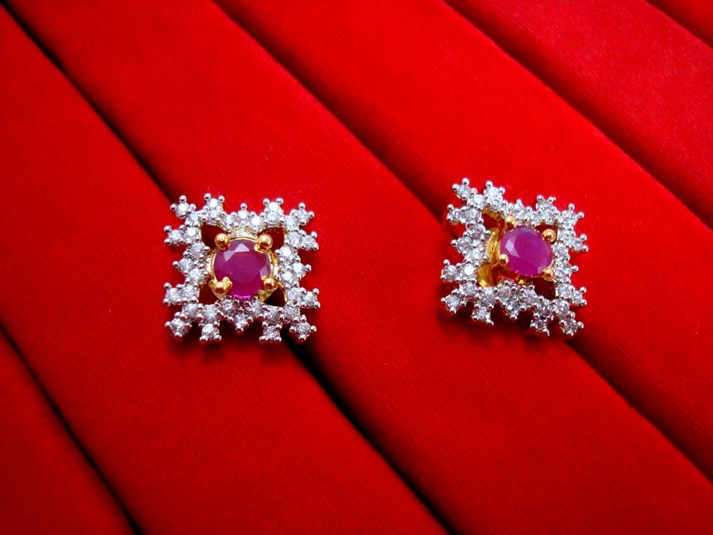 Super Saver 6in1 Studded Zircon Earrings for Women - Pink