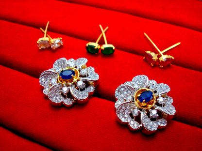 Super Saver 8in1 Changeable Zicron Earrings for Women - Blue
