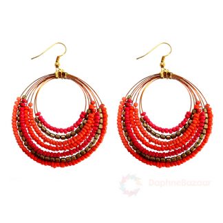 Daphne Chandelier Flexible Orange Beads Earrings for Women