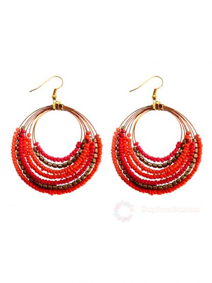 Daphne Chandelier Flexible Orange Beads Earrings for Women